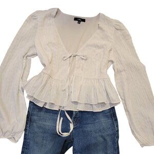 Lulu's white tie-top blouse, size medium